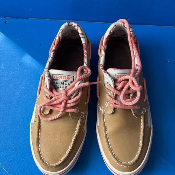 WOMEN'S SALMON SISTERS FINATIC II DECK SHOE Tan/Octopus Size 6.5 - Picture 3 of 5
